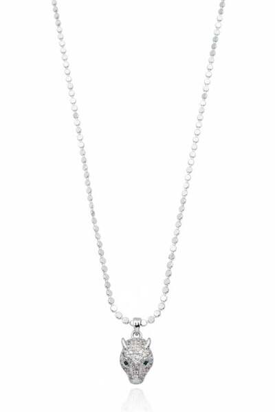 GARENTAS Crushed chain leopard necklace - silver