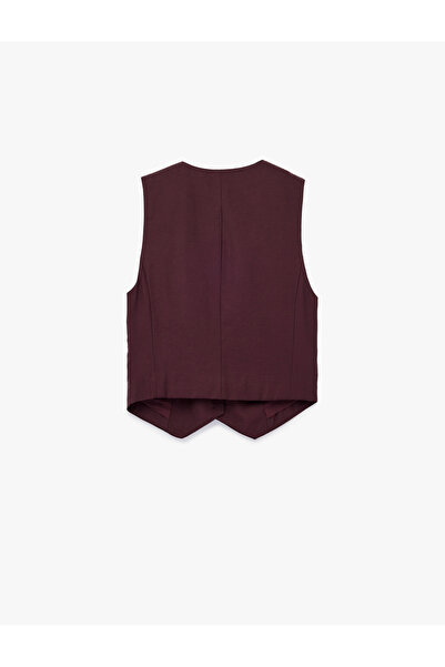 Koton Modal Fabric Lined Buttoned Pocketed Crop Blazer Vest