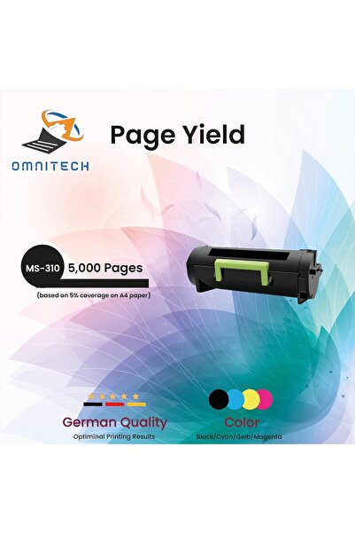 Omnitech خرطوشة حبر Omni Tech MS-310 سوداء عالية الإنتاجية - متوافقة مع طابعا...