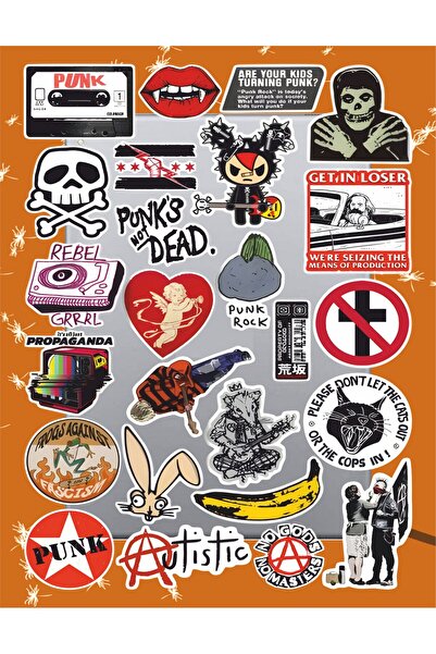 Hediyeni Al مجموعة ملصقات بانك روك ميتال |   ملصق للكمبيوتر المحمول والدفتر والتابلت والهاتف ودفتر الملاحظات ومجلة البوليت