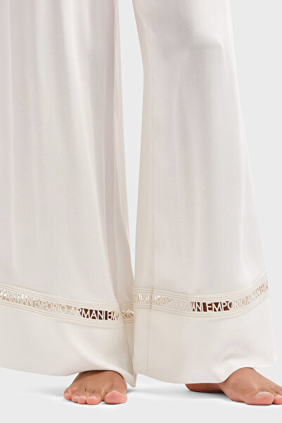 Emporio Armani Relaxed Fit Wide Leg Logo Lace Pants Trousers Ew000790 Af12188 U1131