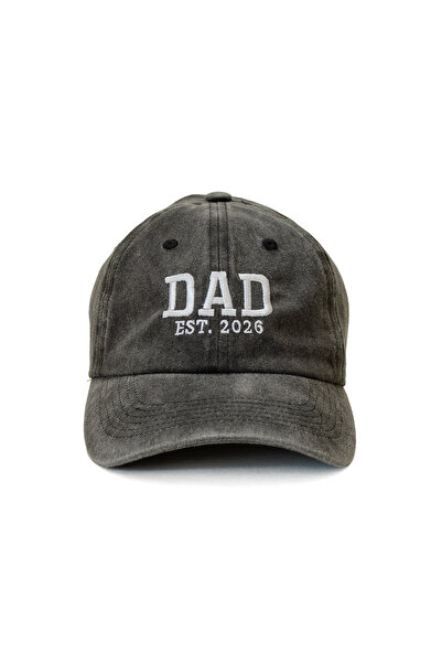 Nome Studio Nakışlı 2026 Pembe-Gri Mom Dad Anne Baba Şapka 2li paket Yıkamalı Kumaşlı Nakışlı Pamuklu Şapka