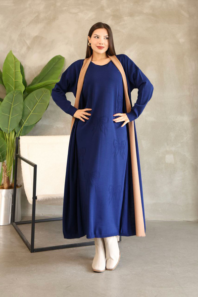 loia Kadın Lacivert Bisiklet Yaka Kışlık Triko Elbise LOİA25-5262