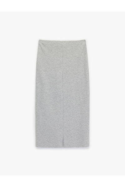 Koton Slim Fit Midi Ribbed Detailed Pencil Skirt