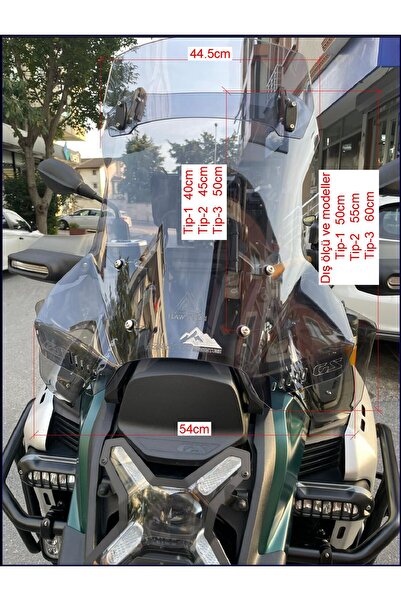 SAWTECH BMW R13000 GS ADVENTURE UYUMLU TUR CAMI ŞEFFAF veya FÜME TİP-3 60cm UZUN