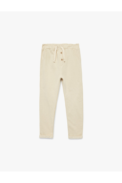 Koton Shardonlu Cotton Pocket Button Detailed Waist Tie-Up Trousers