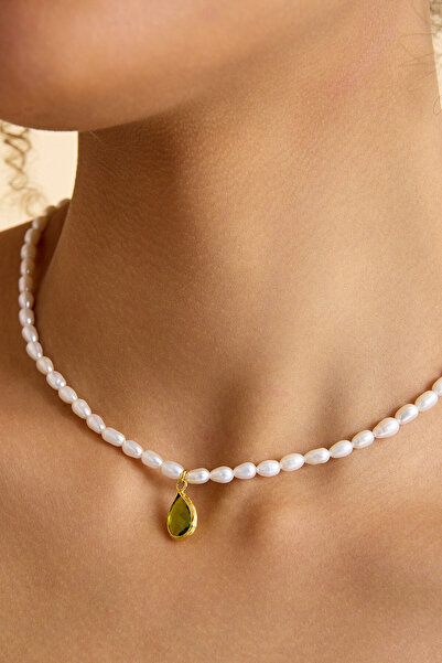 art and crafts jewelry Arpa İncili Doğal Taş Kolye