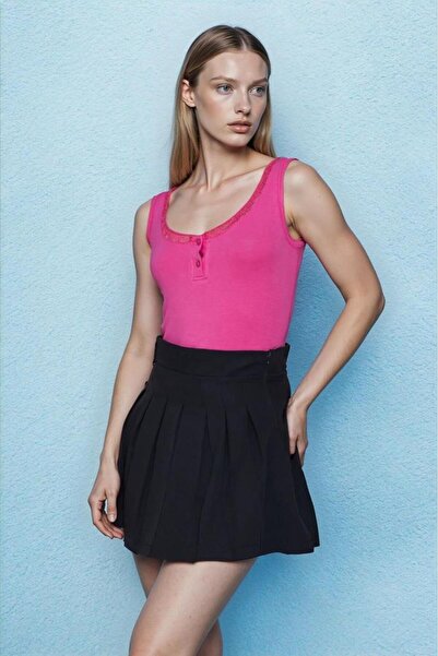 Pasaklı Giyim Women's Lace Lycra Cotton Body Blouse – U-Neck, Thick Straps, Anti-Pilling 3750210