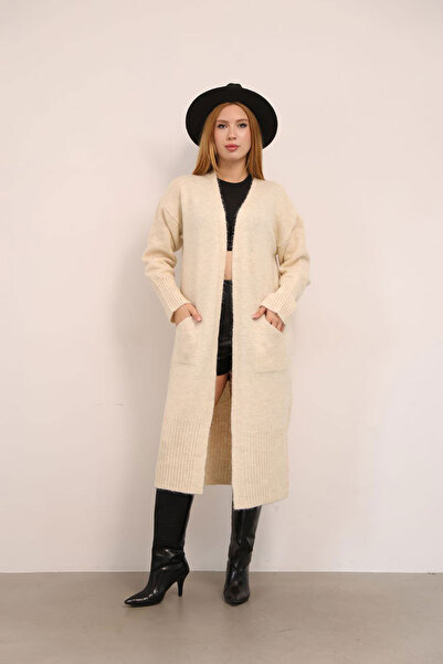 bacc Cardigan tricotat bej, casual, texturat, moale, pentru femei, BCES-252009