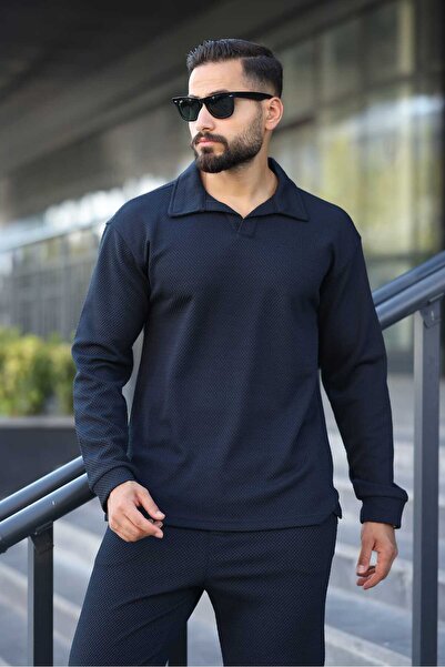 MFZ Giyim Honeycomb Bottom Top Pants and Lapel Collar Erkrk Sweat Set