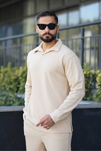 MFZ Giyim Honeycomb Bottom Top Pants and Lapel Collar Erkrk Sweat Set