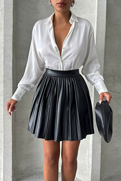 bacc Жіноча чорна спідниця з високою талією та плісированою спідницею BCHN-25261564