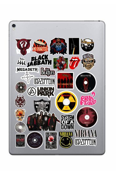 Hediyeni Al مجموعة ملصقات روك ميتال V2 |   ملصق للكمبيوتر المحمول والدفتر والتابلت والهاتف ودفتر الملاحظات ومجلة البوليت