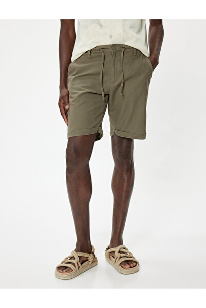 Koton Bermuda Shorts Chino with Pockets and Leg Detail Linen Blend