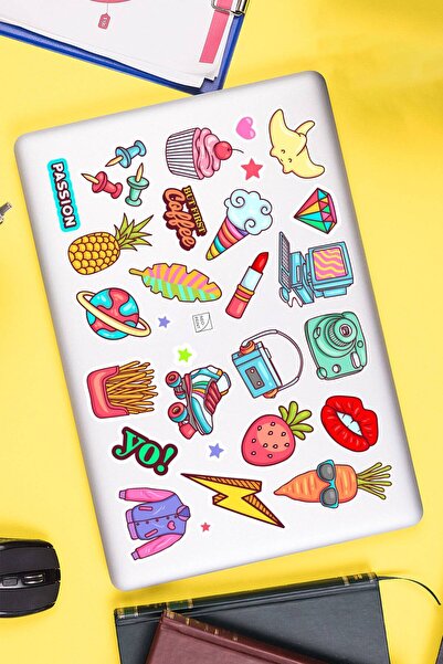 Hediyeni Al مجموعة ملصقات نوستالجيك اللطيفة |   ملصق للكمبيوتر المحمول والدفتر والتابلت والهاتف ودفتر الملاحظات ومجلة البوليت