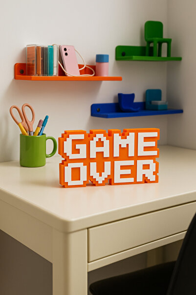 Home Retro Game Over Kabartmalı Dekoratif Obje - Turuncu | Masaüstü ve Duvar ...