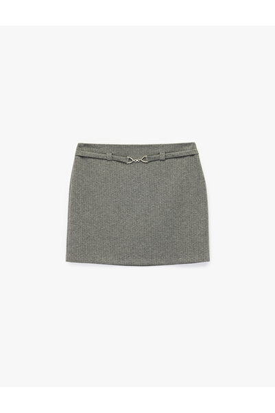 Koton Mini Skirt with Belt Detail and Metal Accessories
