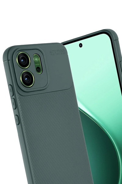 Nezih Case Oppo Reno 14F Uyumlu Kamera Korumalı (Karbon Tasarım) Koruyucu Lüx Silikon Kılıf