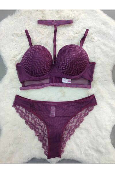 Love Angels Lace and Tulle Detailed Underwire Underwear Set - Fancy Underwear Set - Dowry