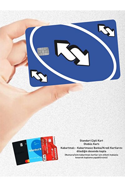 Hediyeni Al Uno Blue Design - Papara, Tosla, Bus Card Cover Sticker for Credit Card