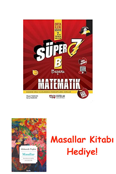 Alfa Yayınları الخصائص 7. كتاب الأسئلة الفائقة في الرياضيات + كتاب الحكايات