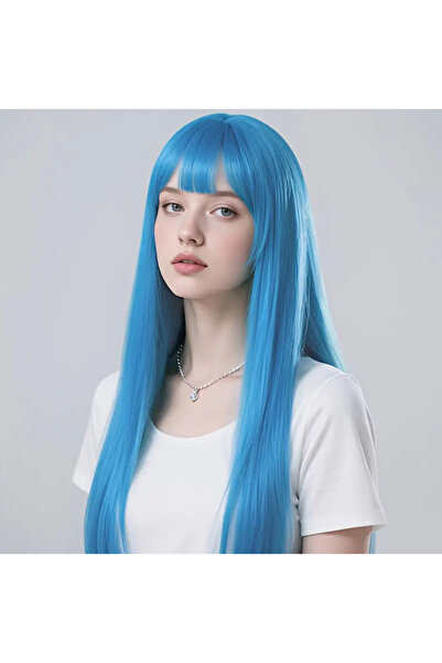 Butic Gökyüzü Mavisi Anime Cosplay Sentetik Kore Tarzı Kahküllü Peruk