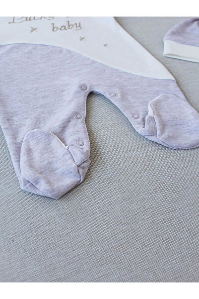 gl00my 0-3 3-6 Months Lucky Baby Embroidered Baby Boy Jumpsuit with Hat