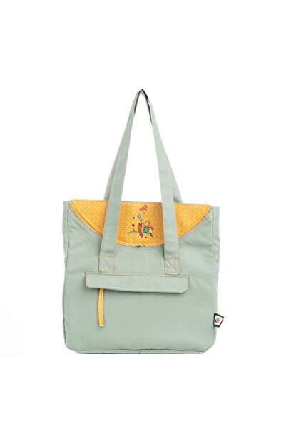 pisikopat Su Yeşili Küçük Prens Desenli Canvas Kumaş Omuz Çantası