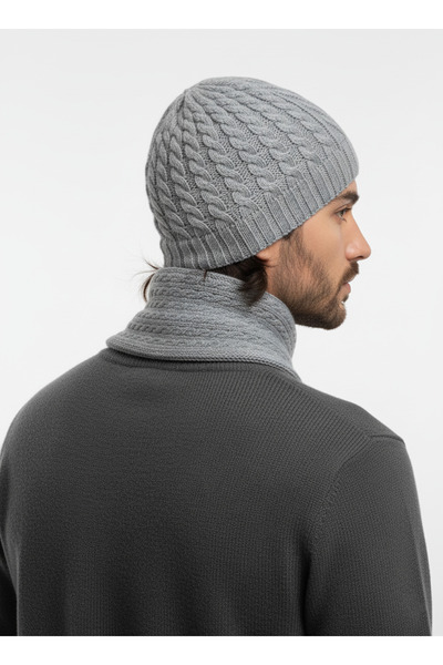derikem Men's Wool Winter Knitted Beanie Scarf Two-Piece Set