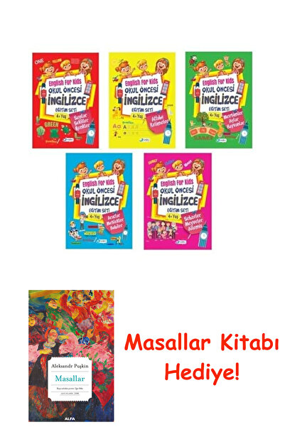 Alfa Yayınları 4-6 Yaş Okul Öncesi İngilizce Eğitim Seti - 5 Kitap + Masallar...