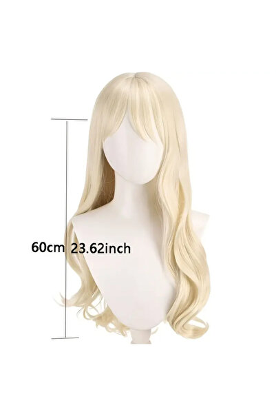Butic Açık Sarı Günlük Kullanım Uzun 60 CM Sentetik Peruk Cosplay İnfluencer ...