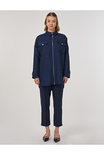 Kayra Рельєфний візерунок Сорочка Комір Піджак Темно-синій