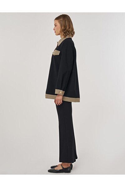 Kayra Shiny Buttoned Jacket Black