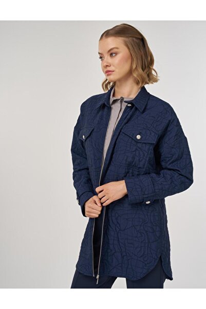 Kayra Рельєфний візерунок Сорочка Комір Піджак Темно-синій