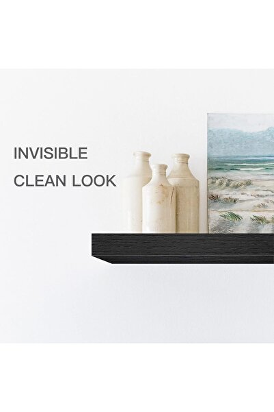 Yelajoy 2 Pcs Deep Floating Shelves,Large Extra Display Shelf,Black Wood Wide Wall Shelves,40x15x1.5cm