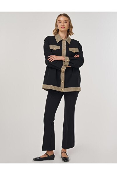 Kayra Shiny Buttoned Jacket Black
