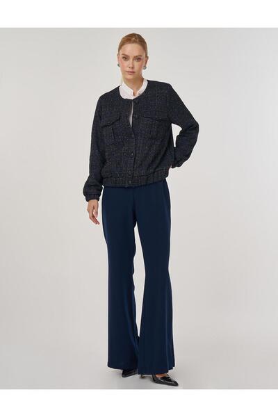 Kayra Double Pocket Bomber Jacket Navy Blue