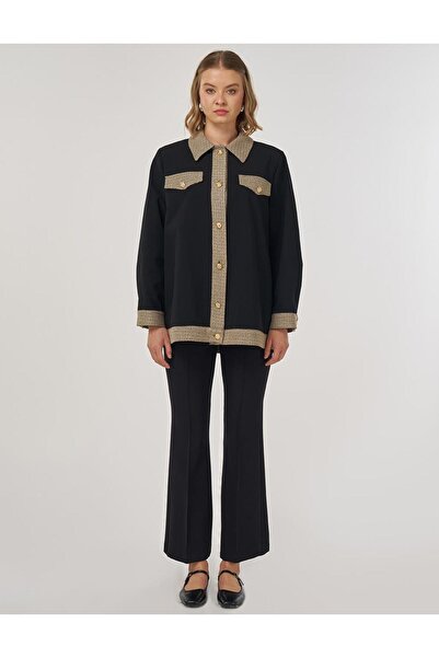 Kayra Shiny Buttoned Jacket Black