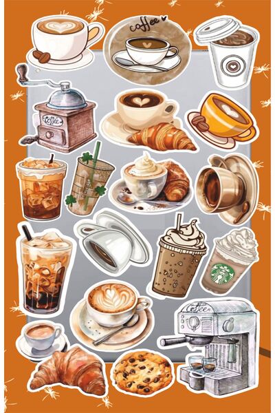 Hediyeni Al مجموعة ملصقات القهوة العتيقة |   ملصق للكمبيوتر المحمول والدفتر و...