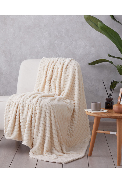 English Home Tiny Bubbles Jacquard Wellsoft Tv Blanket 120X160 cm Cream
