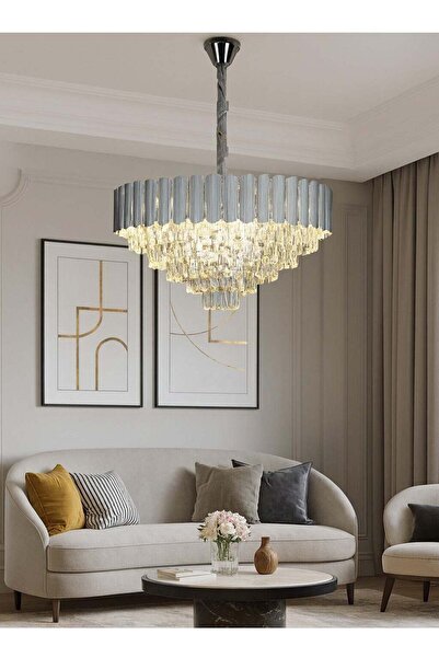 HAMER Modern Silver Chandelier | 80 cm Size | 15×E14