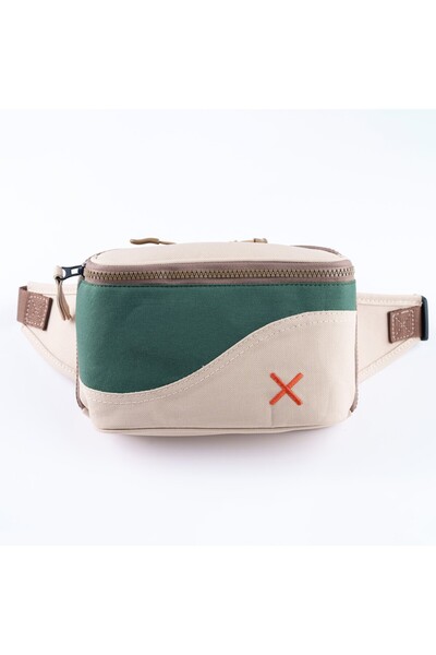 pisikopat Krem Yeşil Kanvas Unisex Göğüs ve Bel Çantası
