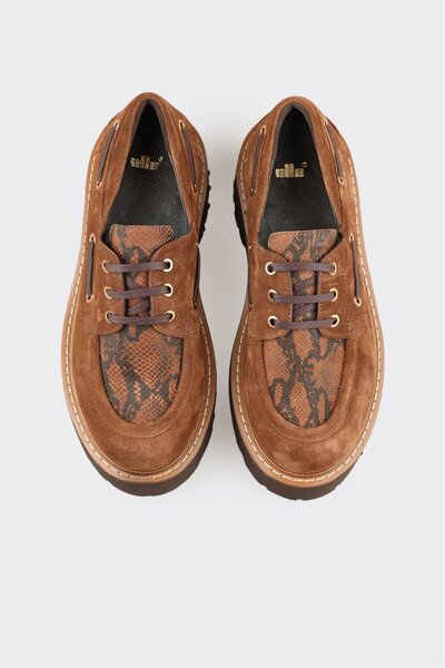 Elle Shoes Taba Deri Kadın Günlük Ayakkabı