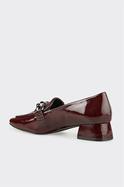 Elle Shoes Bordo Deri Kadın Ayakkabı