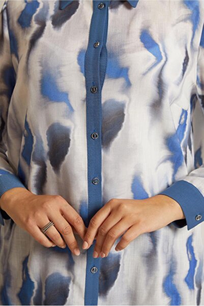 Alvina Patterned Large Size Pants Suit 20706