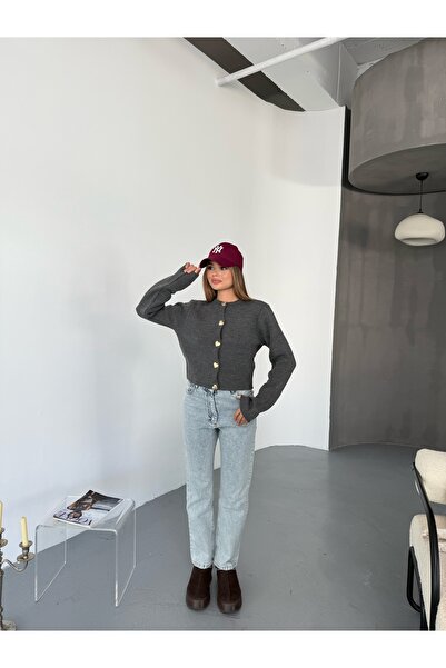 MATTİ MODA Women's Knit Cardigan & Jacket with Heart Button Detail