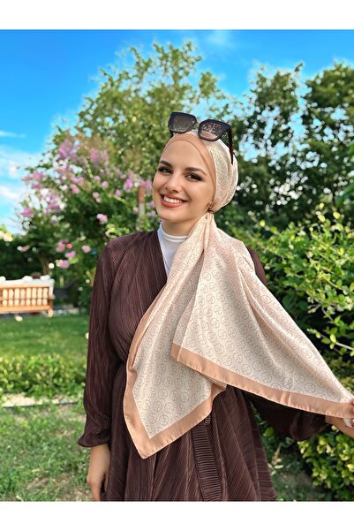 Modakaşmir Mk Cotton Scarf - Cream-Salmon