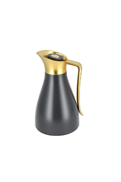 Dallaty Grey steel vacuum flask with matt golden handle 1L