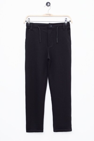 Cansın Mini Black Double Legged Waist-Tied Boys' Fabric Trousers 22677