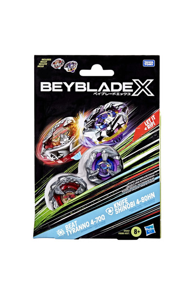 Hasbro BEYBLADE X DUO PACK BEAT TYRANNO 4-70Q AND KNIFE SHINOBI 4-80HN